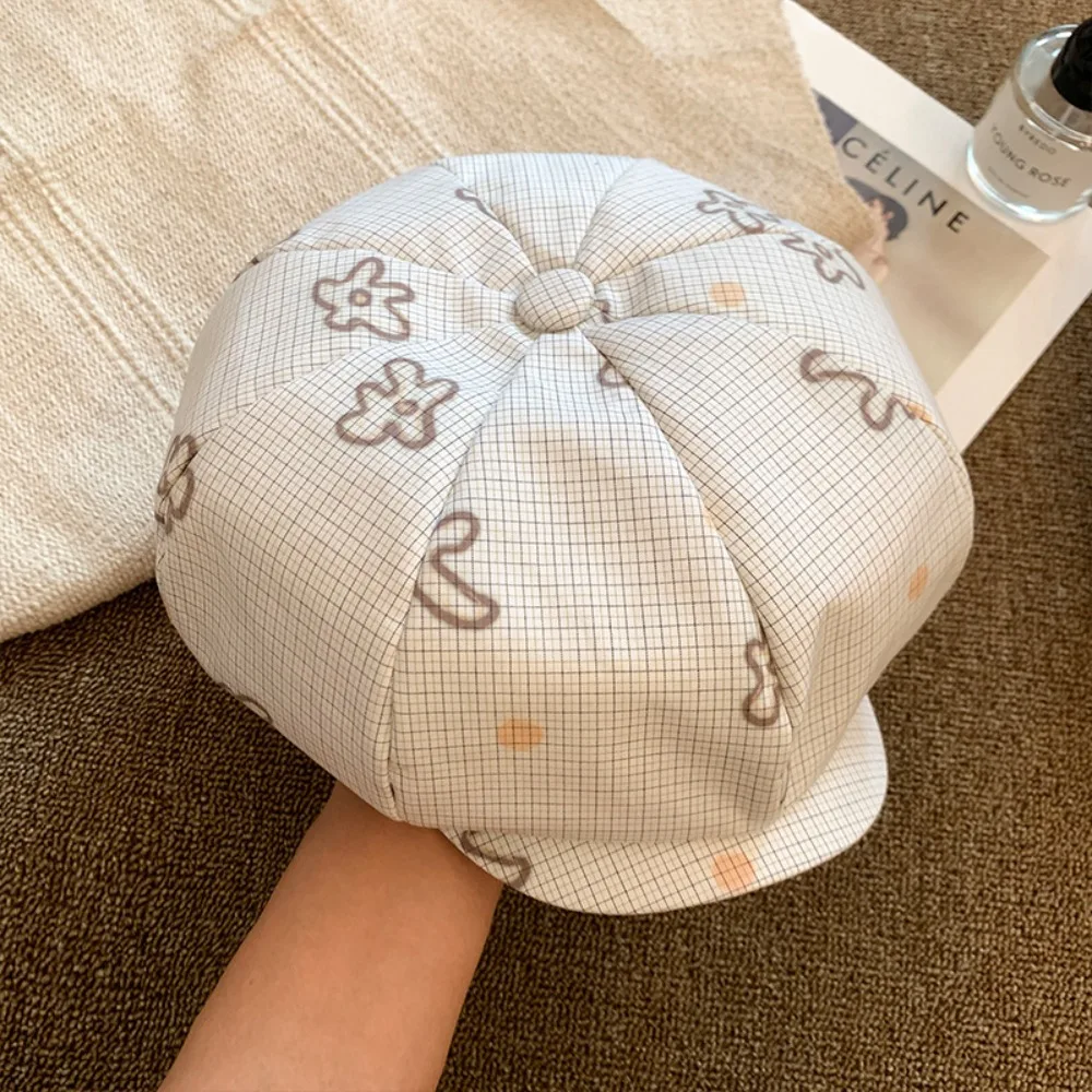 

Fashion Sweet Flower Beret Cartoon Casual Octagonal Hat Artist Hat British Style Y2k Painter Hat Outdoor