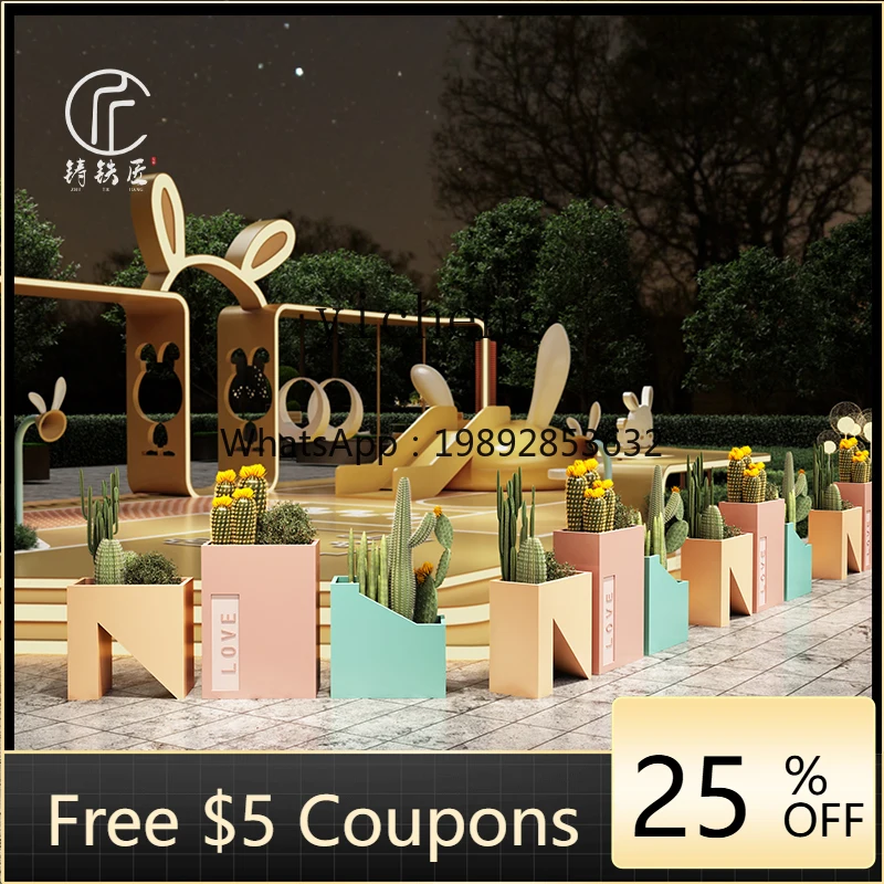 AB  outdoor flower box net red flower slot macaron color kindergarten restaurant playground flower bed combination