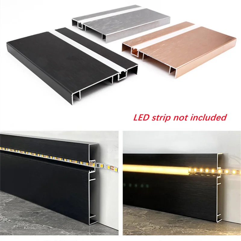 0.5M 1M/PCS H80MM New LED Skirting Board Aluminum LED Profile Baseboard With Backlight Milky Cover Corner Hard Bar Light Decor