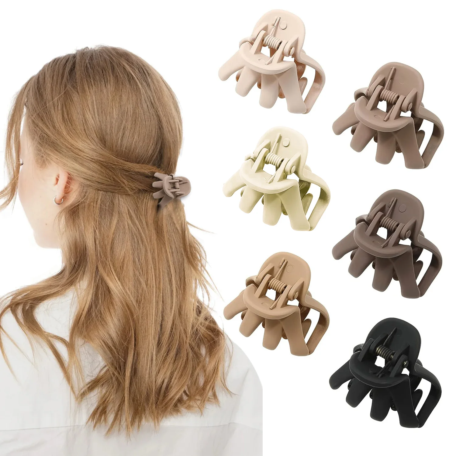 6Pcs Set Small Hair Clips For Women Octopus Small Claw Clips 1. 57 '' Nonslip Jaw Clip For Thin Thick Hair Strong Hold Hair Claw