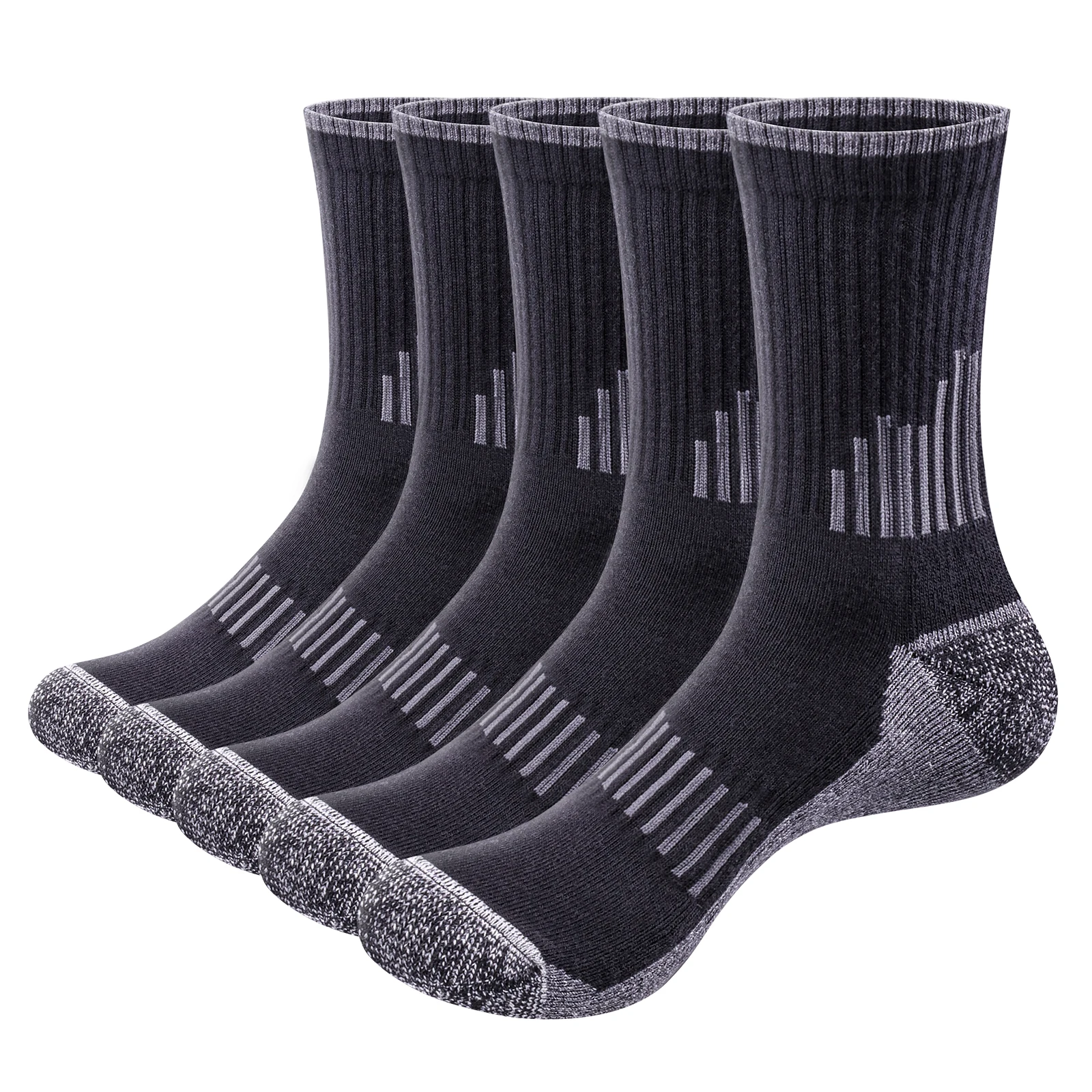 

YUEDGE Mens Training Athletic Sports Socks Moisture Wicking Cotton Cushioned Crew Socks For Men Size 37-46，5 Pairs