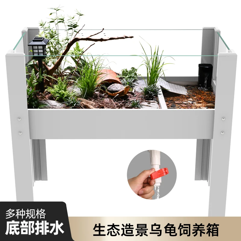 Caja de alimentación de paisaje ecológico para tortuga con borde amarillo, tanque especial para el hogar, Anyuan, cáscara cerrada, media tortuga de agua