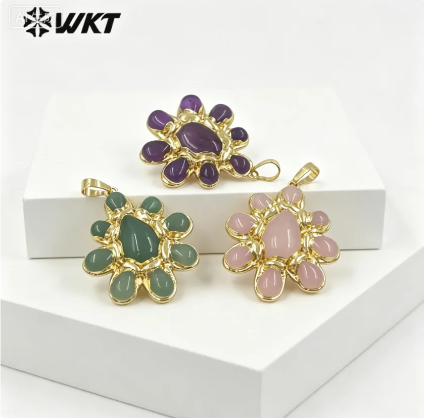 WT-P2085  Niche-design Gemstone Romantic Cute Pendant With 18K Real Gold Plated For Women Daily ACC