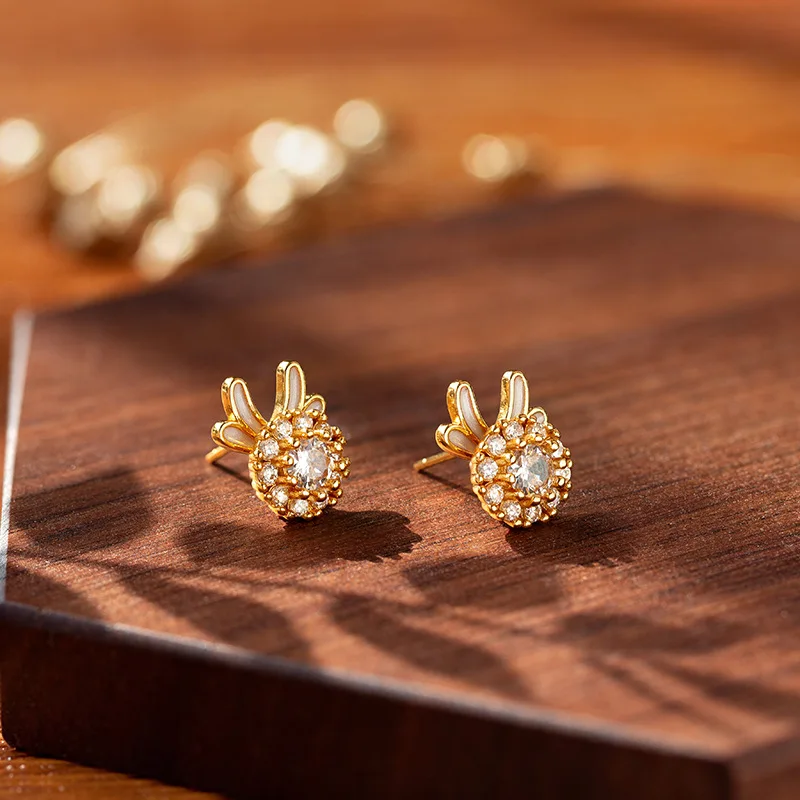 925 Sterling Silver Jewelry 18K Gold Plated Crystal Dragon Stud Earrings for Women Wedding Party Jewelry for Girls Friend Gift