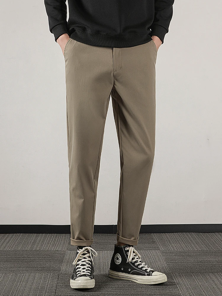 

Мужские повседневные хлопковые брюки прямого кроя, весенне-осенние, модные, длиной 7/8, прямые длинные брюки