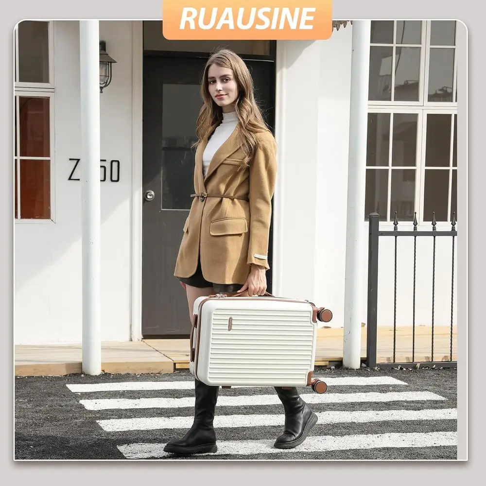 Легкий твердый чемодан-спиннер с замком TSA, белый