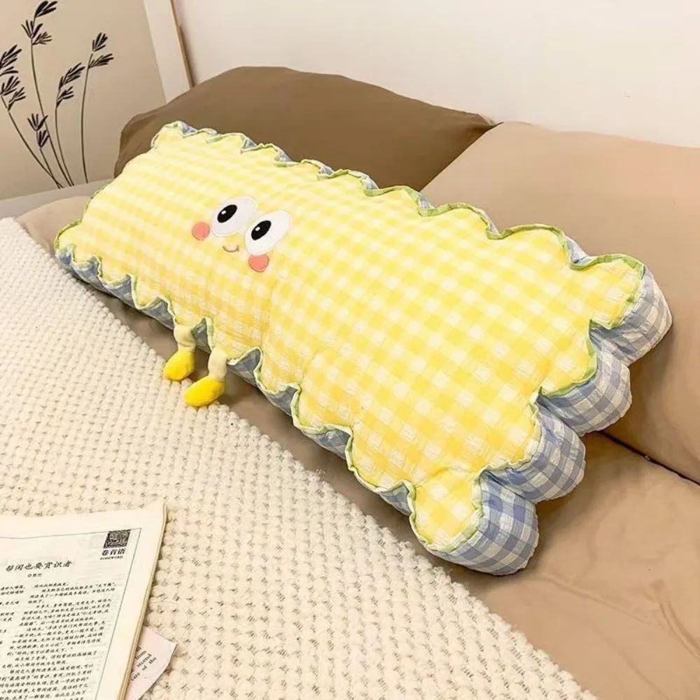Soft Plaid Pattern Long Body Pillow Body Pillow Cartoon Print Side Sleeping Pillow Sleeping Companion Leg Clamp Pillow Bedroom