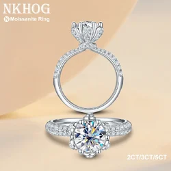 NKHOG Certified 5ct Moissanite Rings For Women 925 Sterling Silver Party Wedding Finger Band 14K White Gold Plated Jewelry Gift