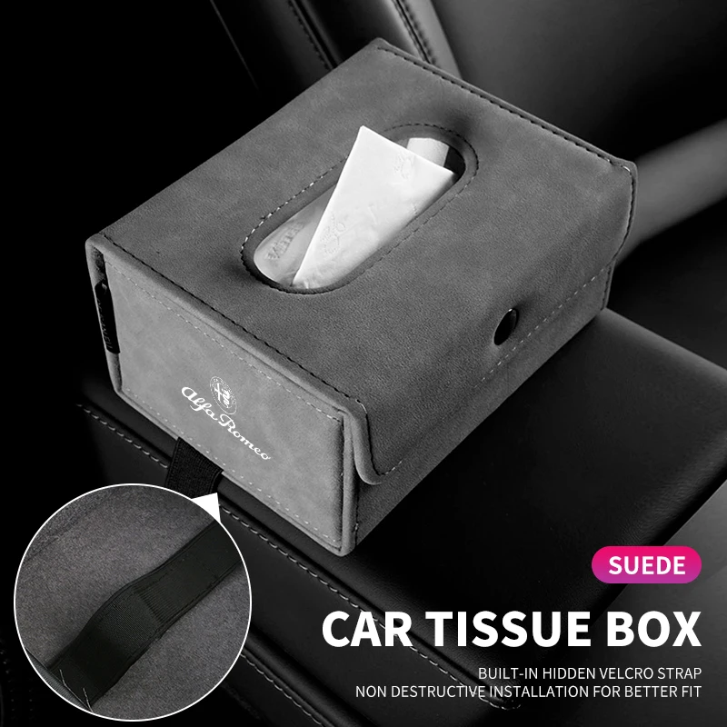 Car Tissue Box Holder Car Center Console Armrest Napkin Box For Alfa Romeo 159 Mito Stelvio Brera Spider Giulietta Giulia