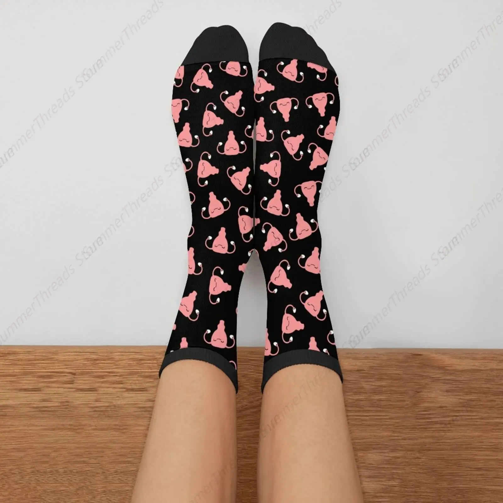 Happy Uterus Calcetines divertidos y novedosos de tubo Crazy Crew, calcetines de vestir informales para hombres y mujeres