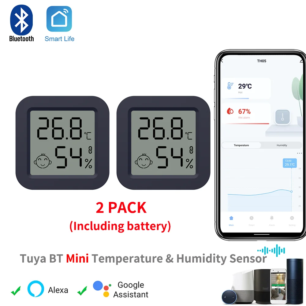 

Tuya Mini Bluetooth Temperature Humidity Sensor Mini LCD Screen Smart APP Remote Voice Control Google Thermometer Hygrometer