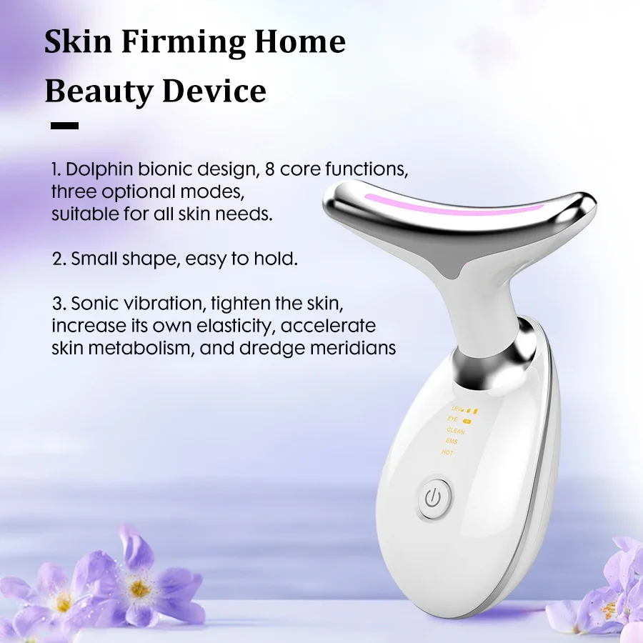 الوجه والرقبة رفع التخسيس هيكسابيبتيد جوهر طقم تجميل مدلك الوجه LED العلاج بالضوء مزيل الذقن المزدوجة الجمال المنزلي