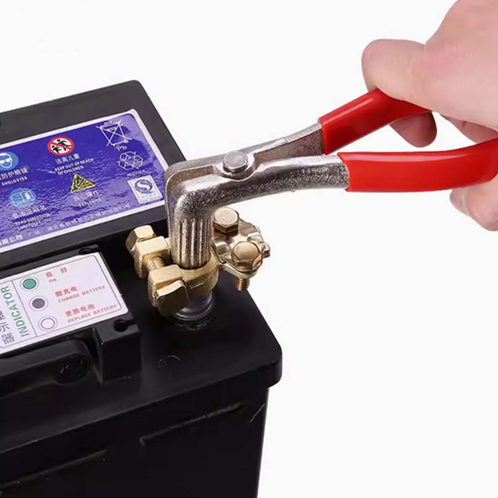 Professional Battery Plier with Insulated Handles, Battery Terminal Spreader Cleaner Automotive Repair Tool Crimping Accessory