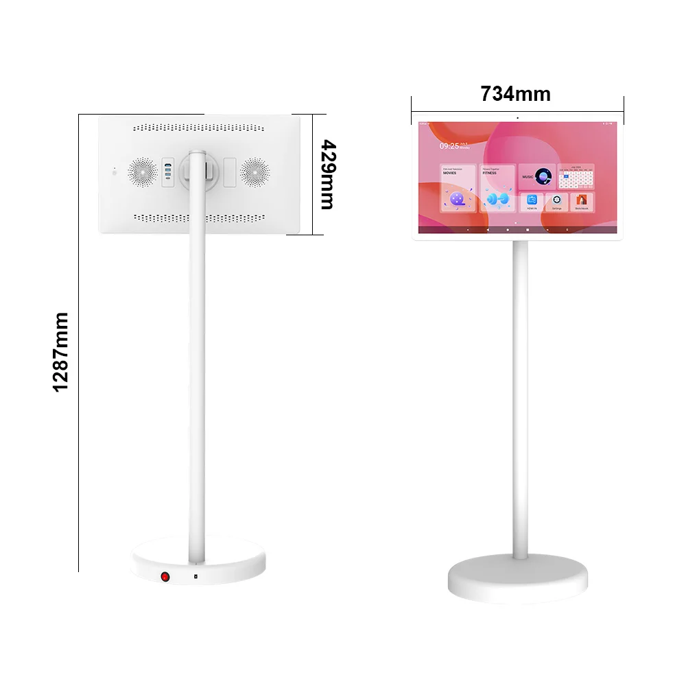 32 Inch Android 15 Portable Digital Signage 8+128G High Memory Touch Screen With Universal Wheels For Movable Meeting
