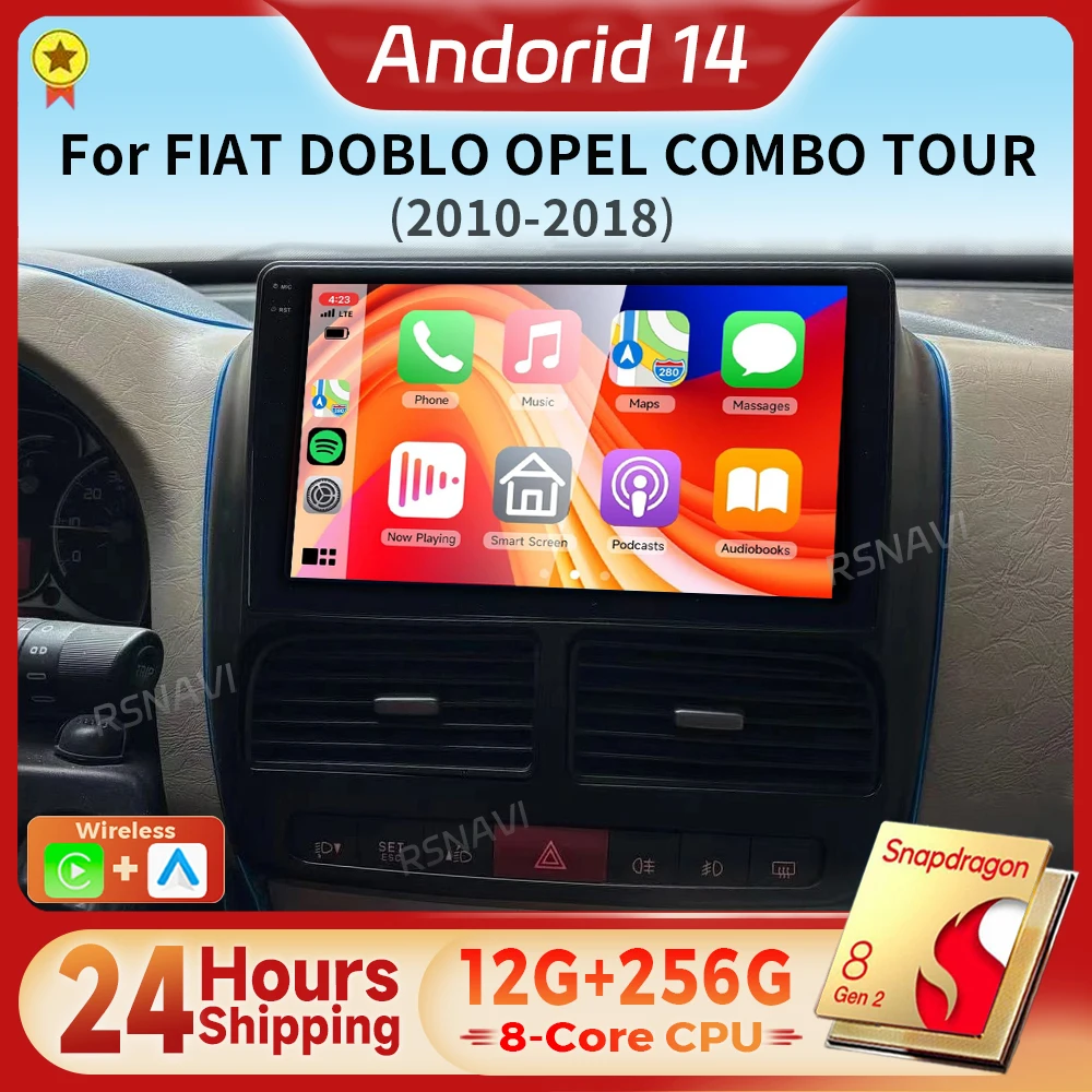

Android 14 Carplay Auto 2K Screen Car Radio Multimedia Player For FIAT DOBLOOPEL COMBO TOUR 2010-2015 Autoradio 24-hour shipping
