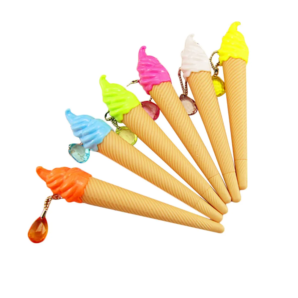 12Pcs Ice Cream Shape Gel Pens Extra Fine Point Wear Resistant Smooth Gliding for Notes Drawing School Study Creative Gel Pens