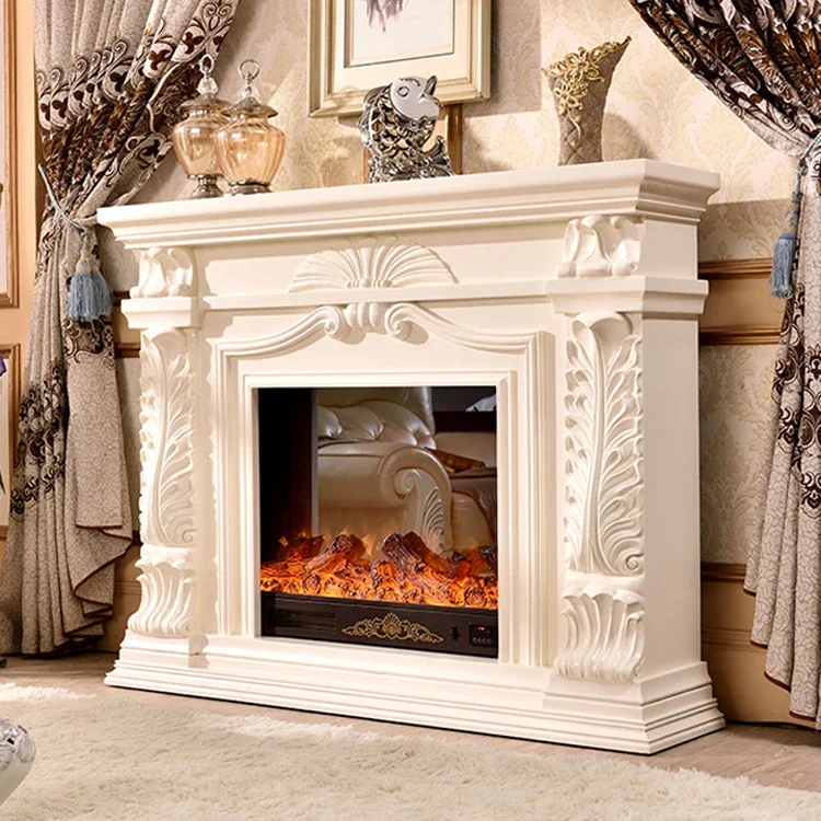 Living Room Decorating Warming Fireplace Set Wooden Mantel W150cm Electric Firebox LED Optical Artificial Emulational Flame