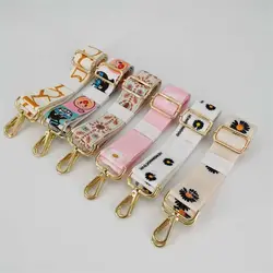 Nylon Colored Bag Strap Women Handbag Belt Flower Pattern Wide Shoulder Bag Strap Replacement Adjustable Bag Strap Accessories