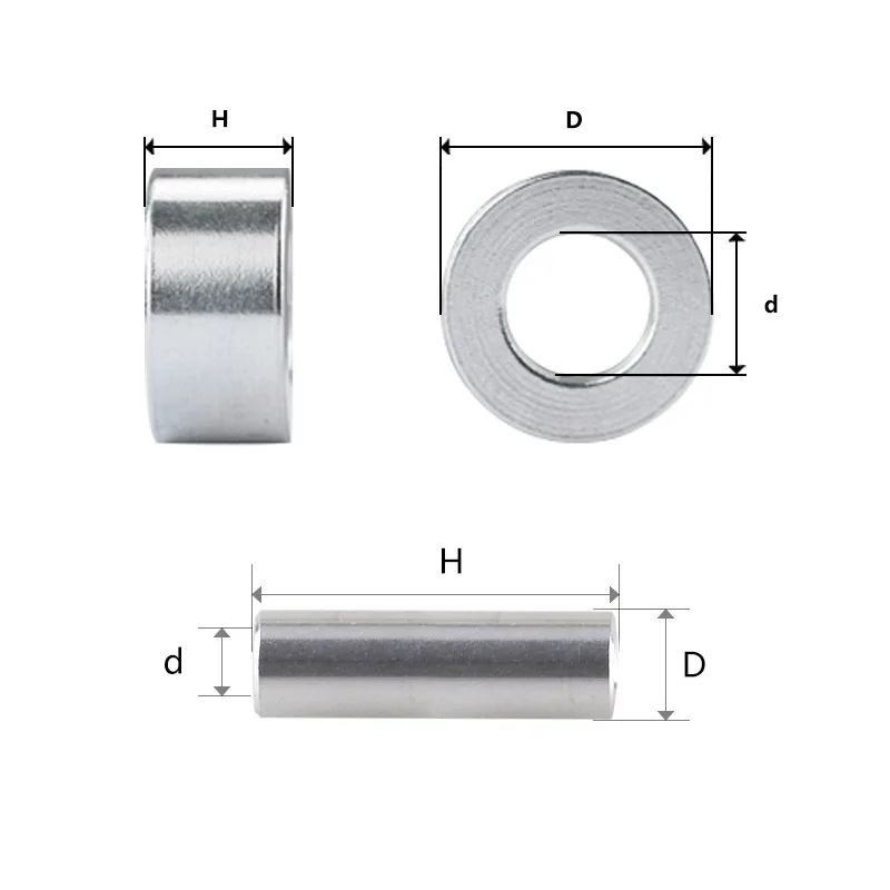 Aluminum Alloy Bushing Gasket 6.2/6.3/6.5/7mm Aluminum Flat Washer Gasket Round Hollow No Thread Standoff Spacer 5/10pcs