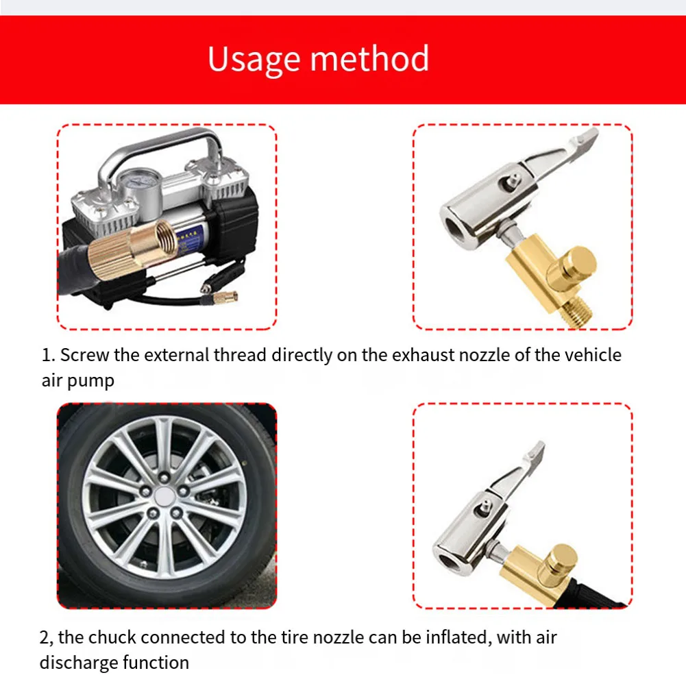 1pcs Pump Nozzle Adapter Bicycle Pump Air Connector Car Quick Inflatable Chuck Adapter Copperinflatable Nozzle Adapter