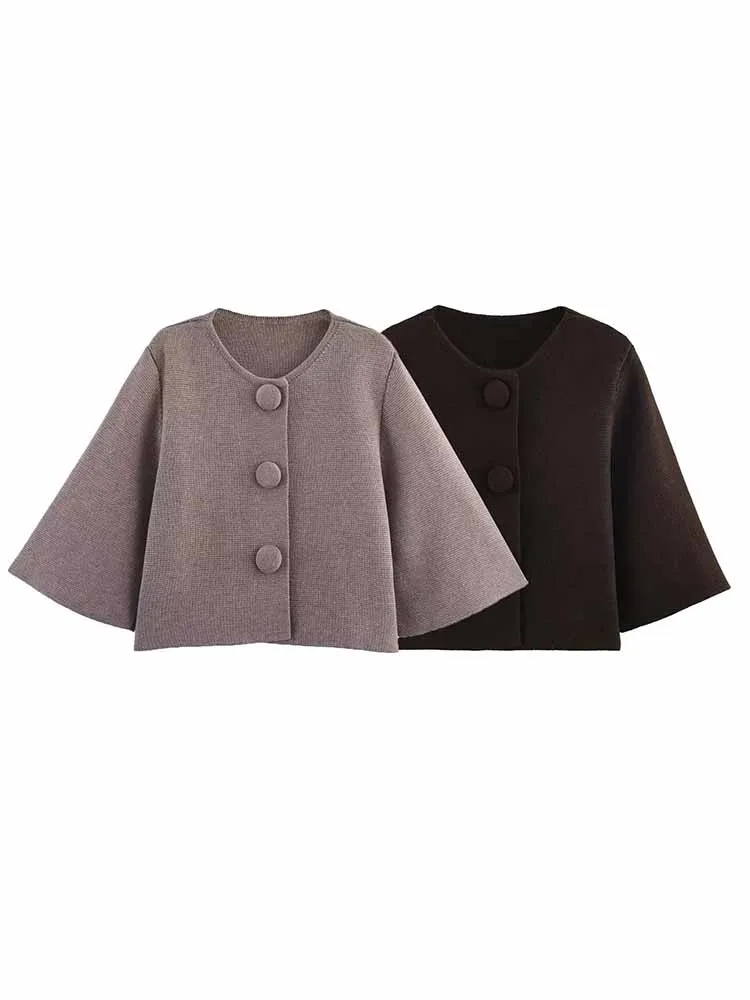 

HH Woman Winter New Fashion O-Neck Loose Single Breasted Long Sleeves Knitted Short cardigan Female Casual Solid Slim Warm Coat