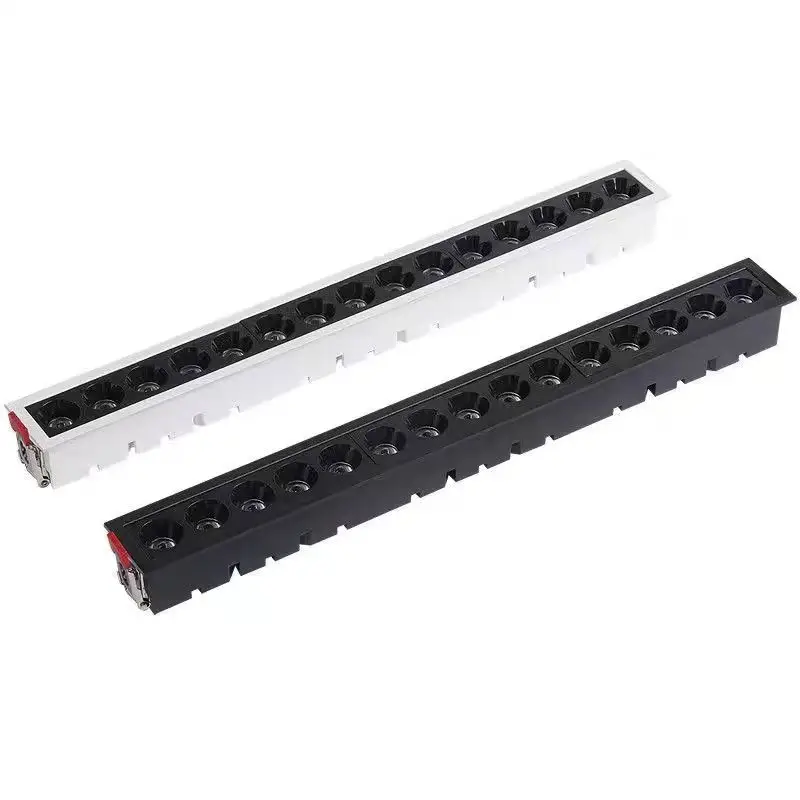 Oświetlenie kratki LED ze ściemnianiem 10W/20W/30 wac110v220v oświetlenie liniowe osadzone bez głównego światła włókno światłowodowe oświetlenie