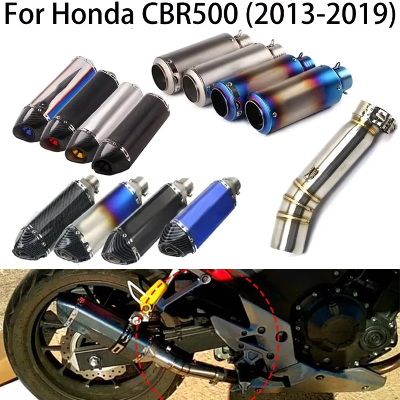 

For Honda CBR500 CBR500R CB500F Motorcycle Exhaust Tailpipe Front/Middle Link Connect Pipe Muffler Tube DB Killer Slip On