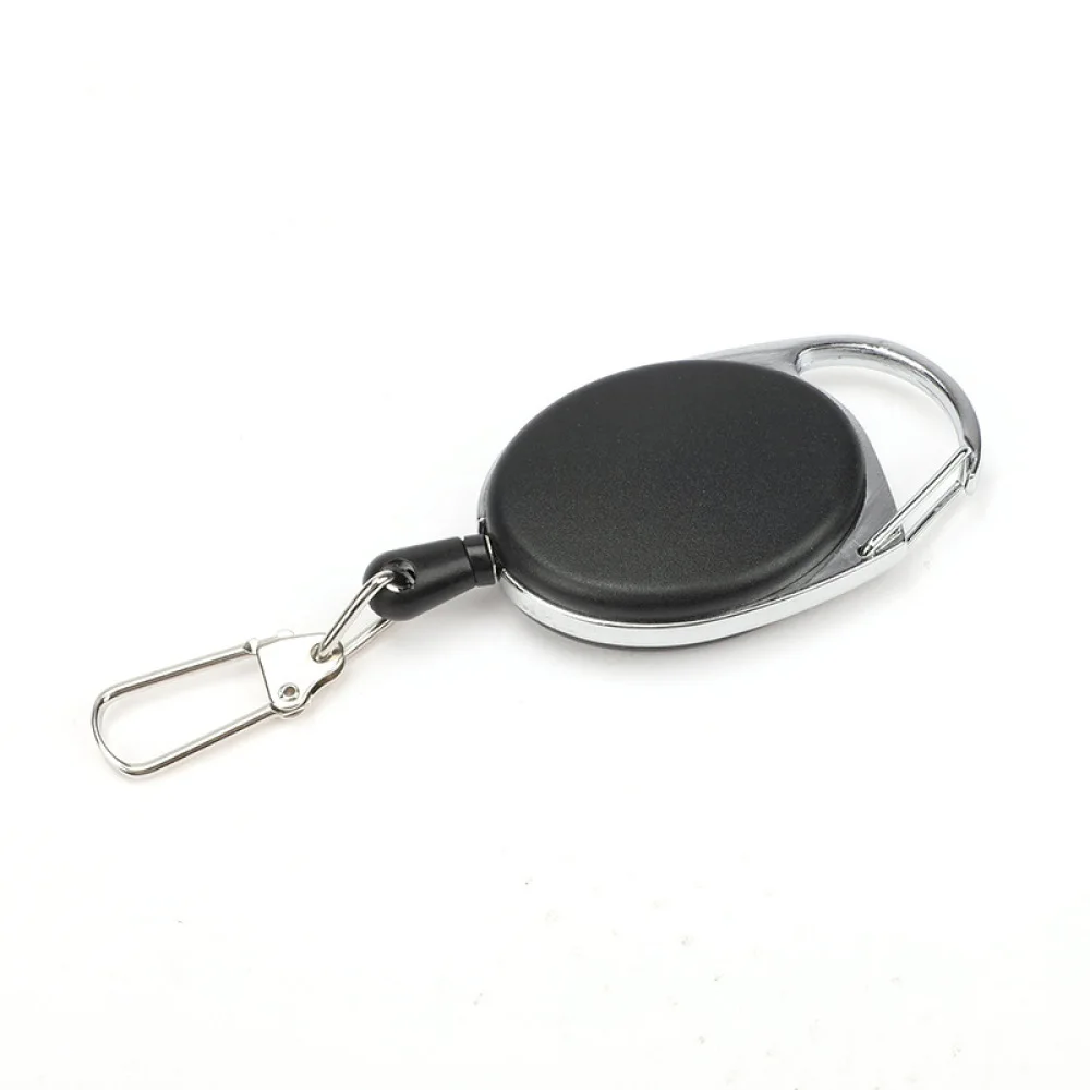 Durable Metal Retractable Badge Reel Keychain Carabiner Elastic Stretching Rope Fishing Gear Mountaineering Key Holder