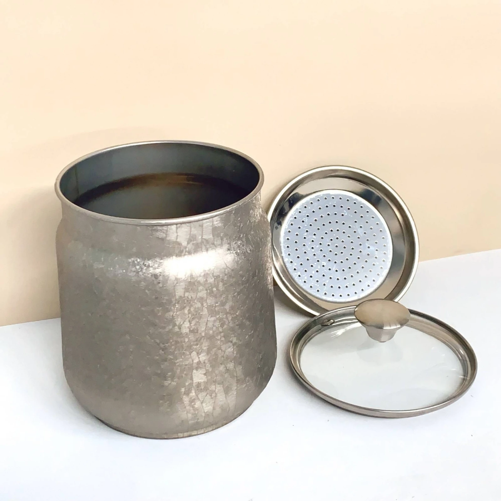

Stainless Steel Oil Jar Round Body Stainless Steel Grease Can Pork Grease Saver Dishwasher Safe Kitchen Storage BPAunrestricted