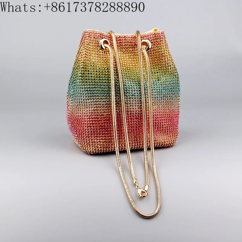 Handheld dinner bag female classic Rainbow Diamond bag net red Joker dress banquet handbag