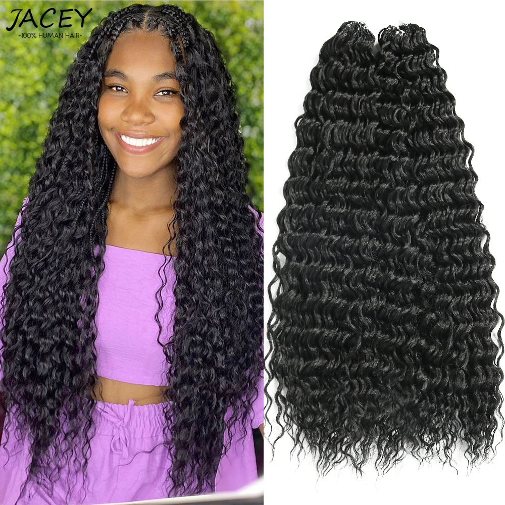 100g Feather Crochet Human Hair Extensions Miracle Knots Pre-Separated Deep Wave Knotless Crochet Hair for Women's Braiding