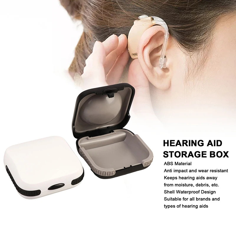 Portable Hearing Aid Box Dustproof Waterproof Shell ABS Material Wear Resistant Durable Hearing Aid Case for Outdoors Travel