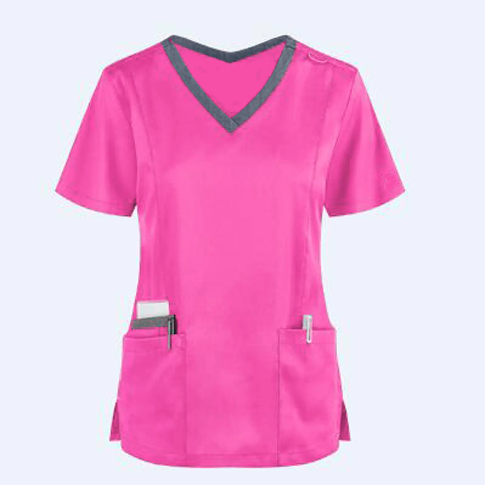 Nurse Uniform Scrubs Tops Women Solid Color V-Neck Blouse Medical Surgical Uniforms Healthcare Workwear Beauty Salon Overalls