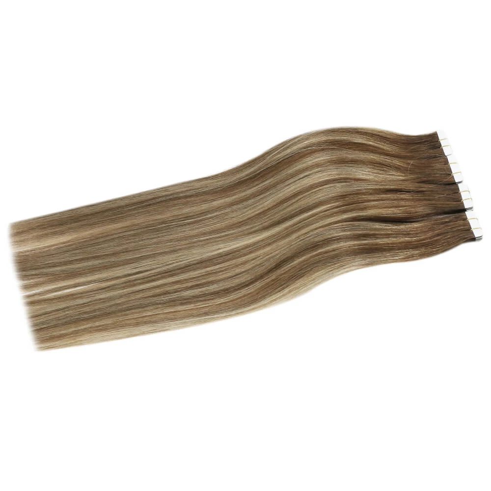 Highlight 4/27 Straight Tape In Hair Extensions Invisiable PU Seamless Skin Weft 100% Unprocessed Human Hair Extensions Omber