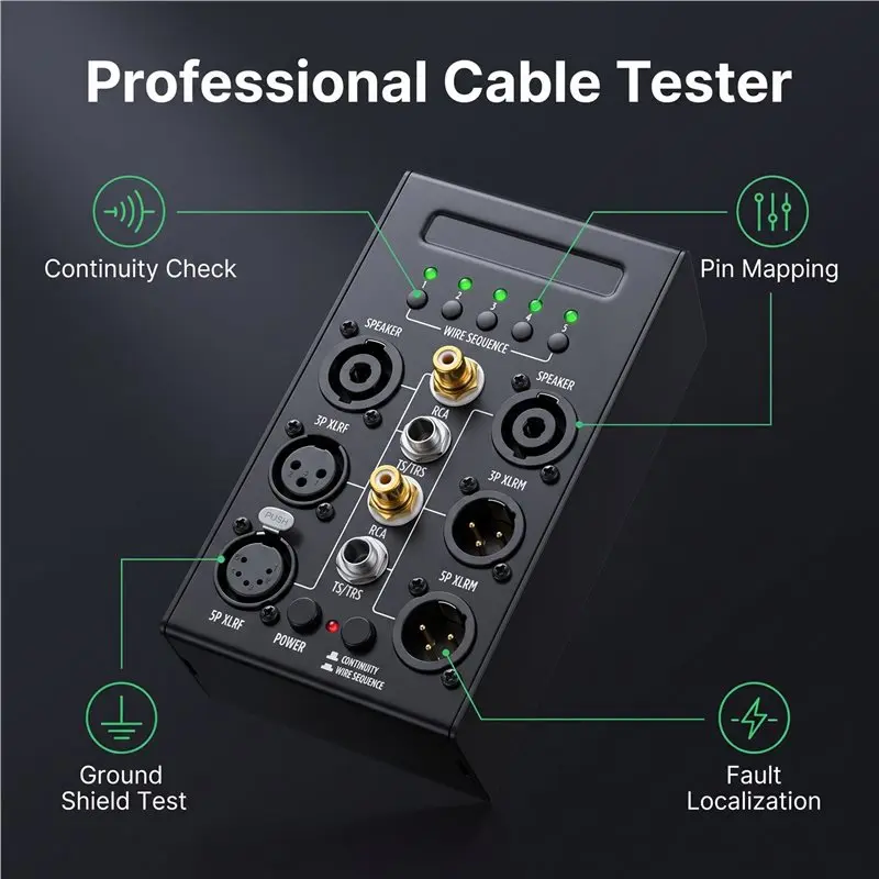 B16C-Act100 Audio Cable Tester - Xlr Cable Tester For Stage Audio Engineering, Dedicated Microphone Cable Detection