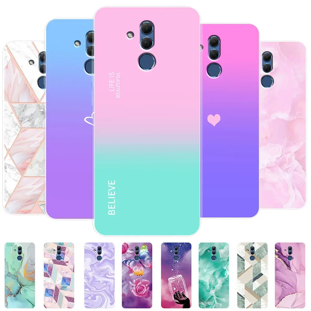 For Huawei Mate 20 Lite Case Mate 20 Pro Colored Love Clear Phone Case For Huawei Mate 20 20Pro 20Lite Cute Cover Silicone Shell