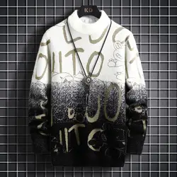 Suéteres de cuello alto de Cachemira de lujo para hombre, suéter grueso y cálido con letras, Harajuku, invierno, nuevo, 2023