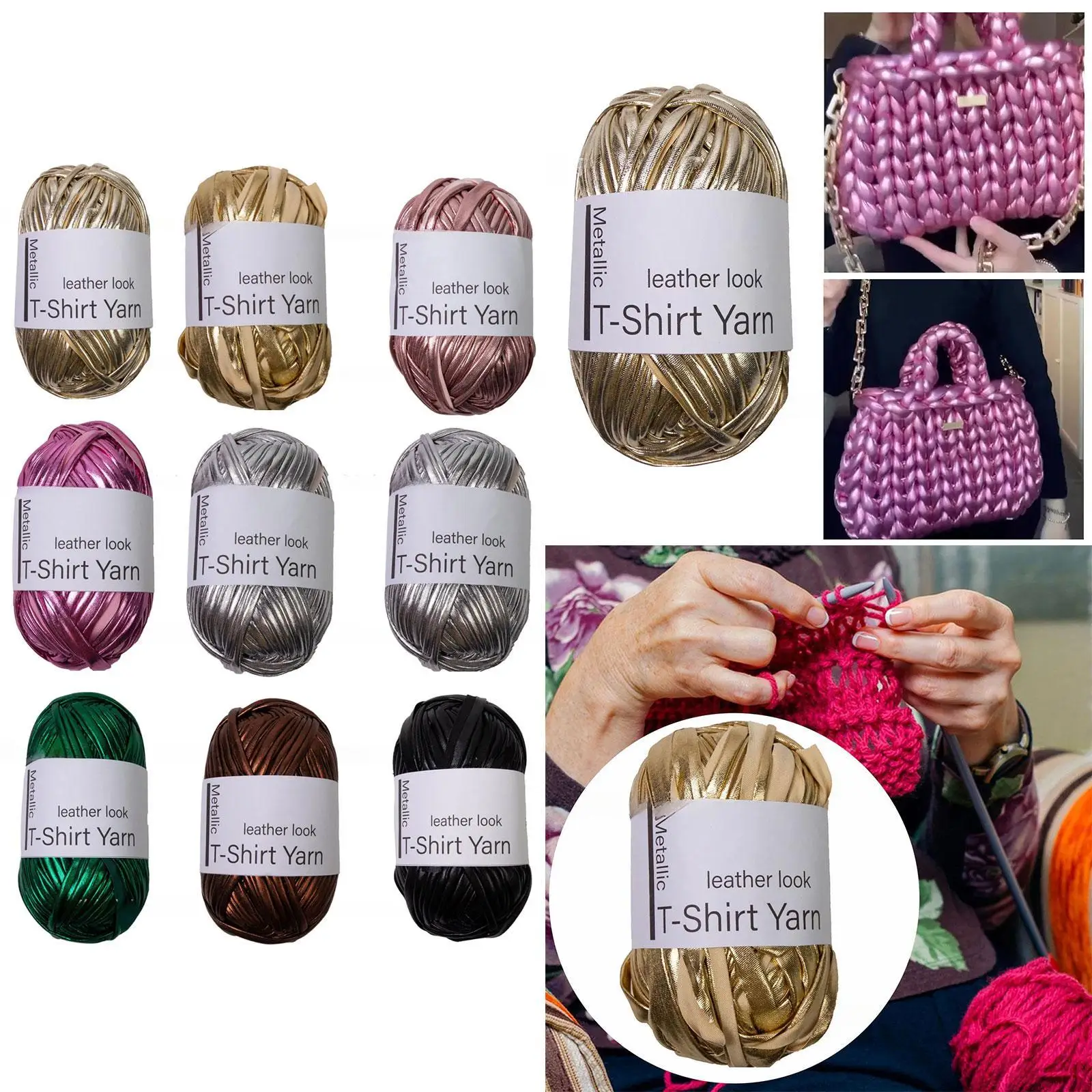 

Металлическая пряжа для футболки, 43,7 ярдов, глянцевая пряжа, пряжа для вязания крючком, пряжа для сумки для вязания крючком, брелки для начинающих, украшение одеяла