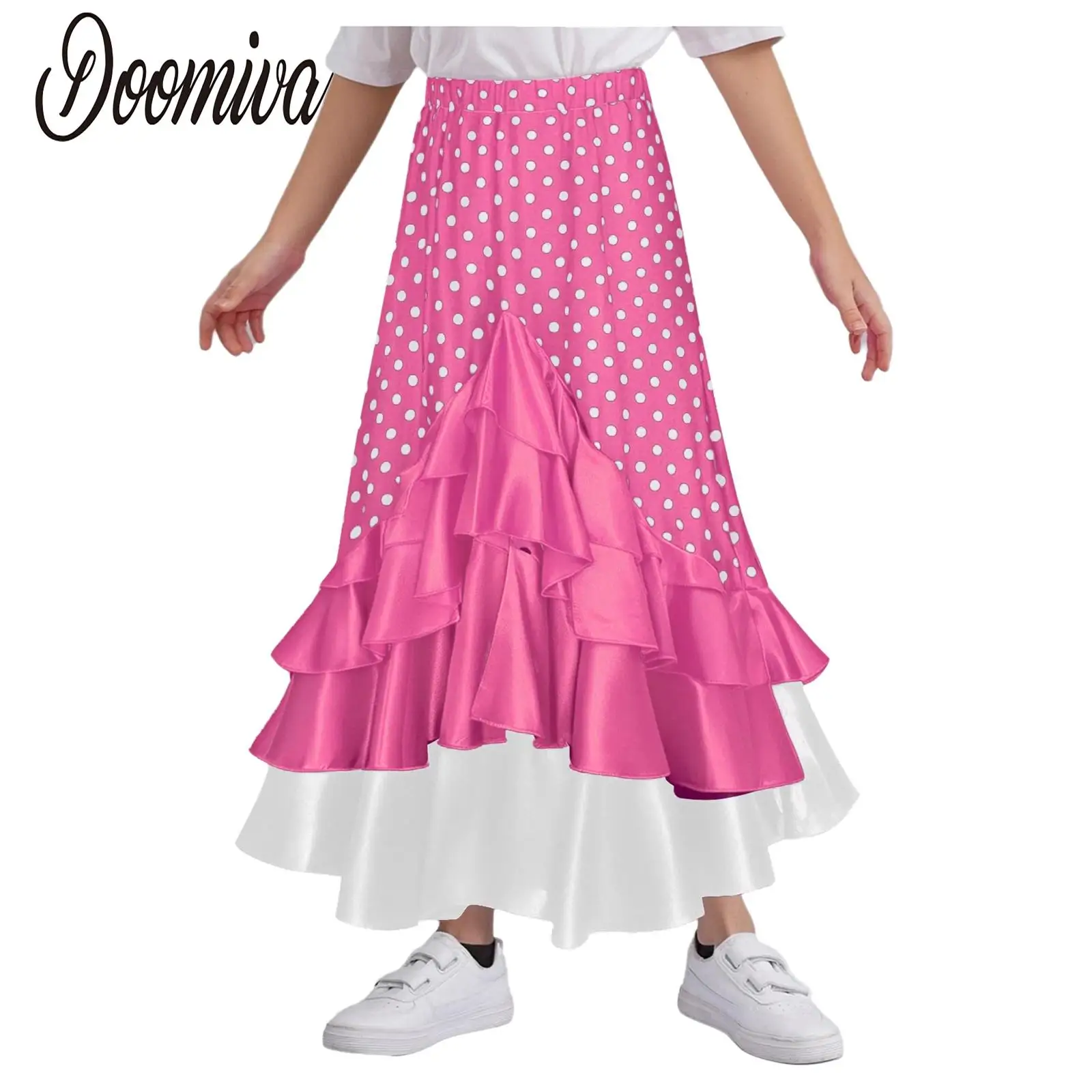 Disfraz español para niñas y niños, faldas largas para baile Flamenco, faldas largas para actuación de salón, competiciones, ropa para fiesta de baile de Halloween