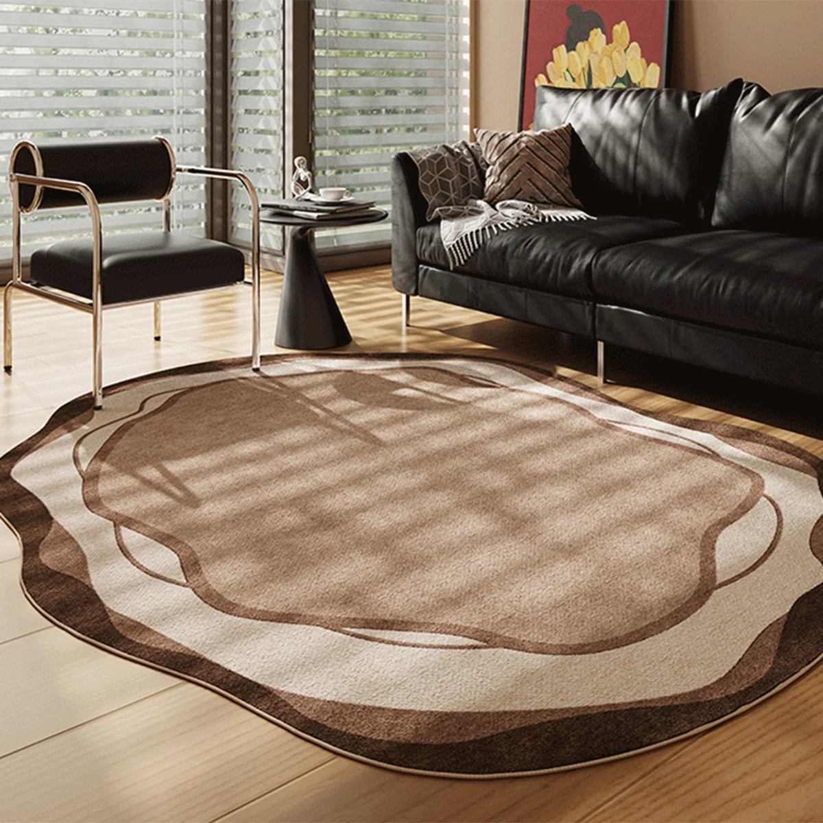 Brown Special-shaped Rugs for Living Room Light Luxury Carpet Coffee Tables Floor Mat Bedroom Bedside Rug Study Cloakroom Mats