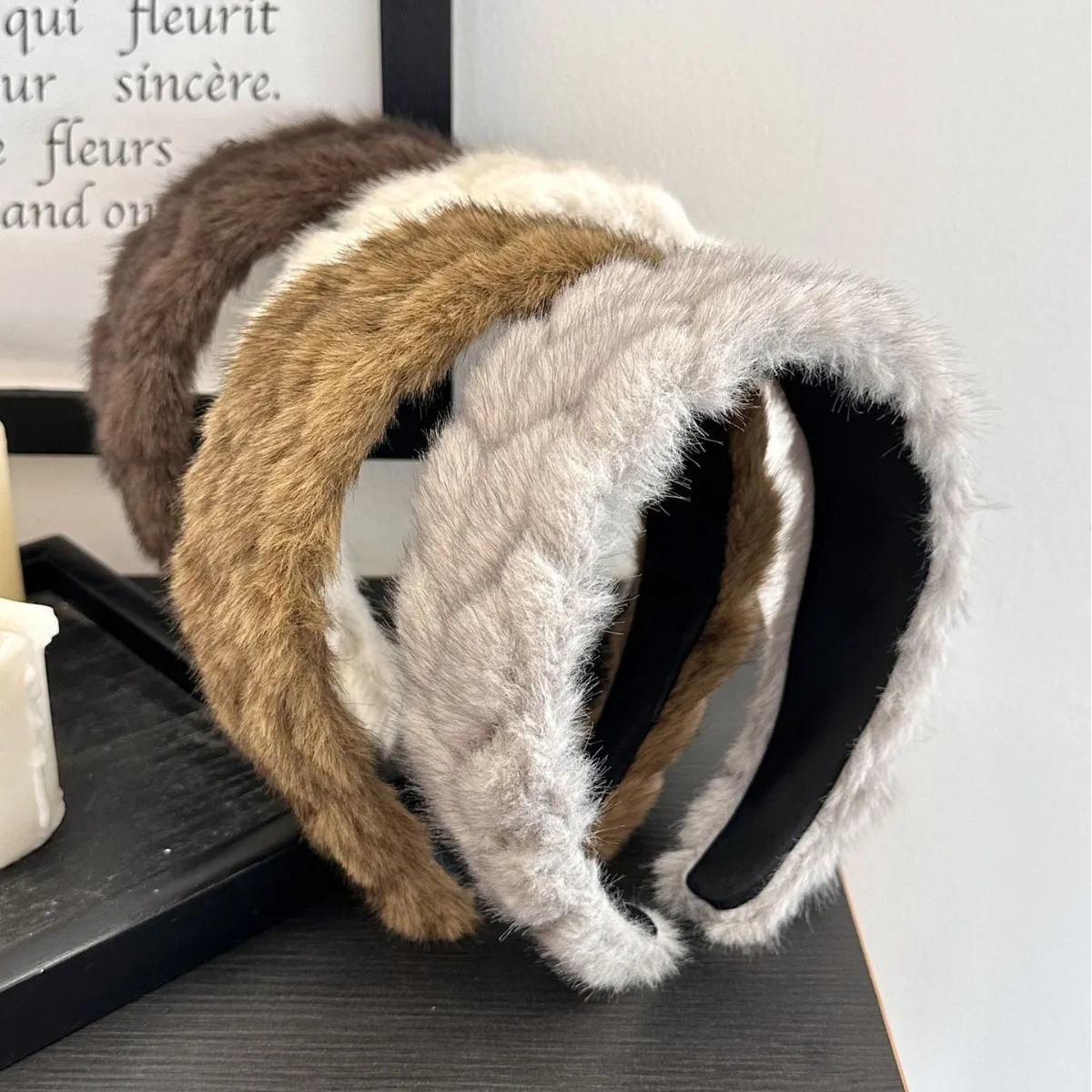 

Korean Autumn Winter Melad Color Plush Wide Headband for Women Daily Versatile Hair Accessory