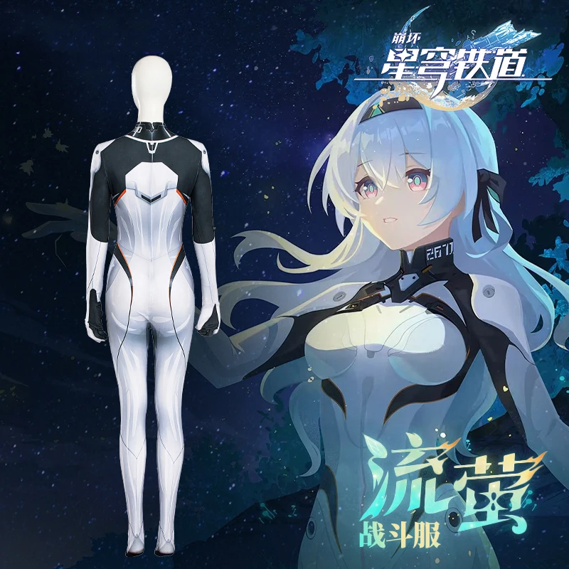 De Honkai Star Rail Firefly Cosplay Gram Ijzeren Cavalerie Zelfde Slanke Strijd Kostuum Sexy Vrouwen Witte Jumpsuit A