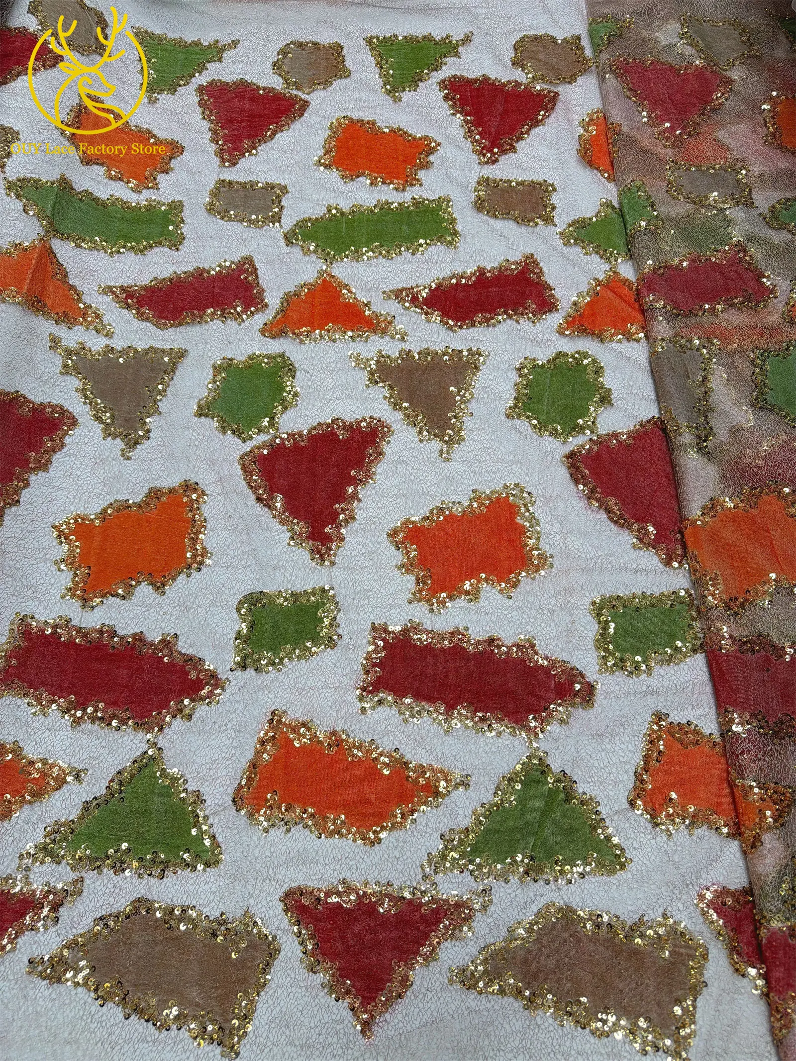 Luxuriöser nigerianischer Tüll-Spitzenstoff mit Perlen, neues Design, französischer afrikanischer Pailletten-Spitzenstoff für Damen, Abendkleid, zum Nähen – Detail 5