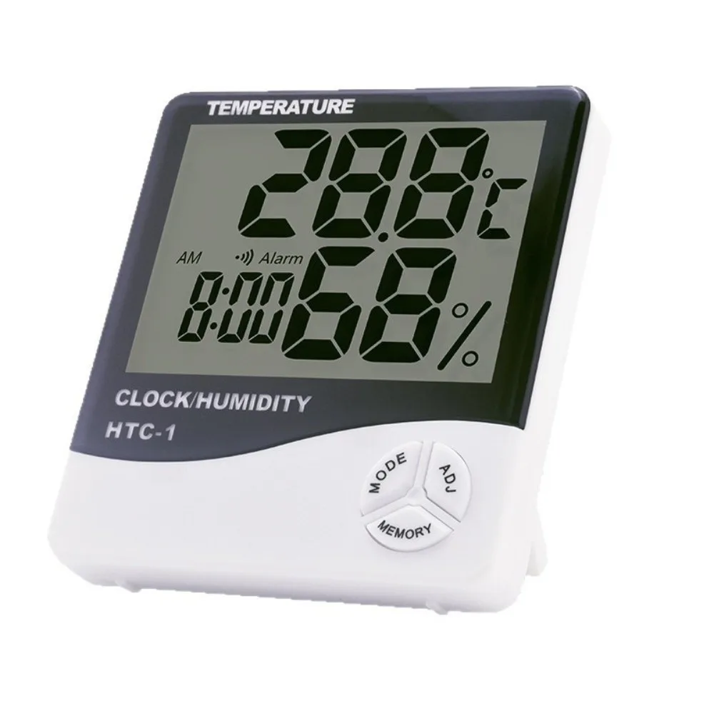 LCD Display Digital Temperature Humidity Meter Indoor Outdoor Sensor Clock Function Home Weather Station 3 Button Control