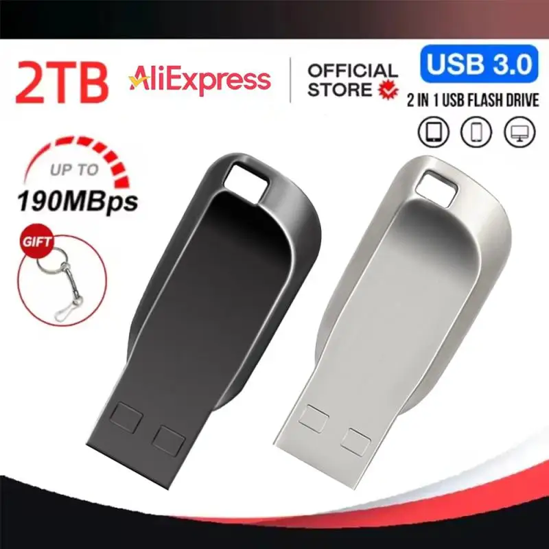 USB Flash Drive 2TB, pena Drive USB 3.0 kecepatan tinggi, memori USB 1TB, stik tahan air untuk komputer Laptop PC