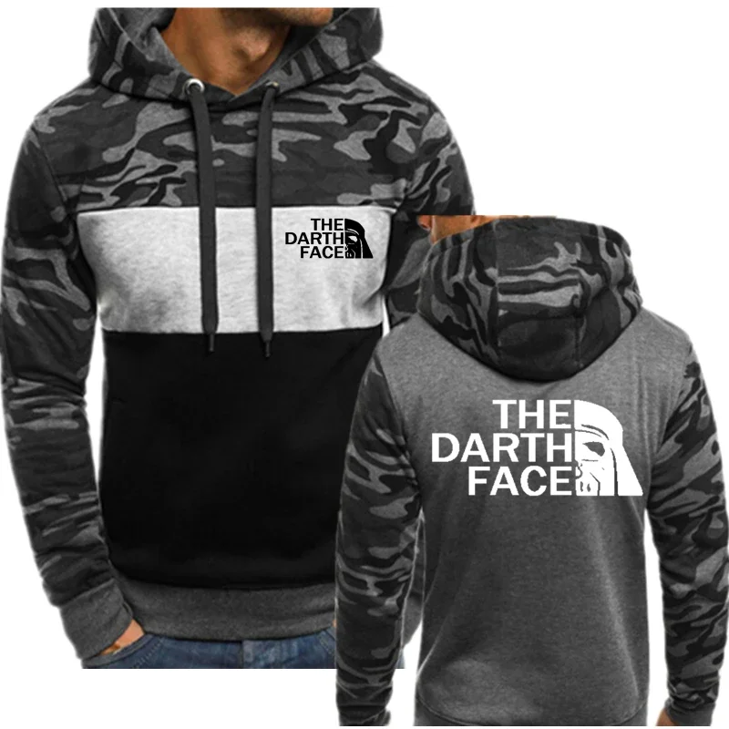 Spring Tops Famous Outdoor Brand THE DARTH FACE Logo Print Men Camouflage Color Matching Hoodie Sweatshirt Customizable Logo