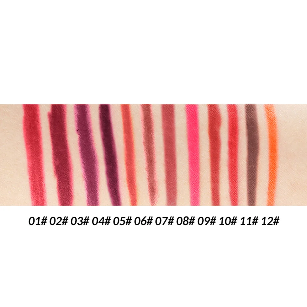 12 個のプロフェッショナル防水リップライナー、色褪せにくいリップペン、定義されたふっくらとした唇用、12 色が含まれています