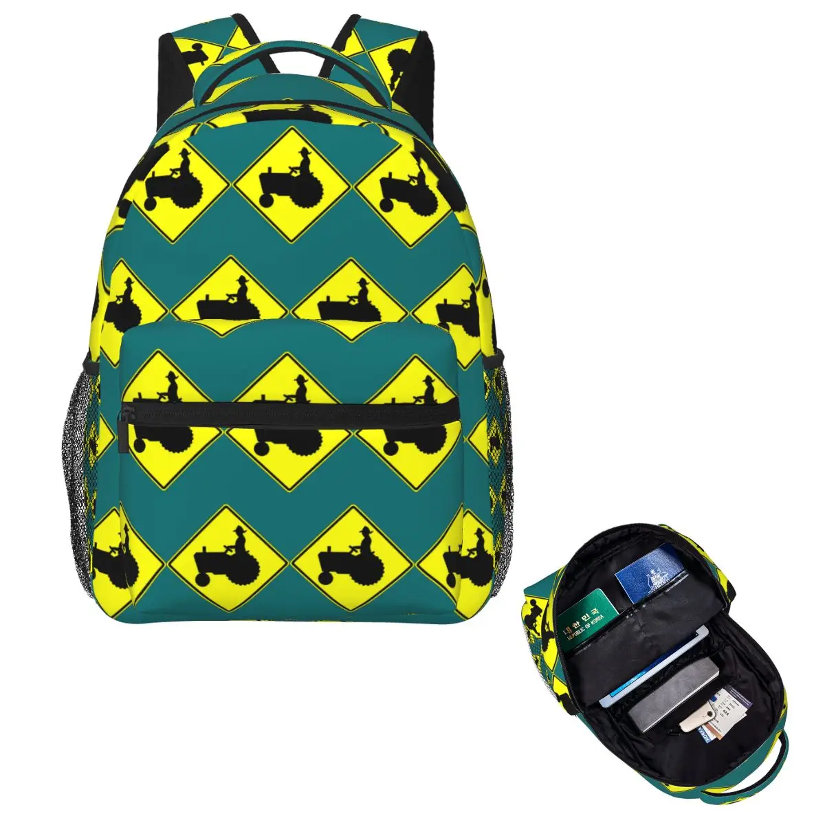 

Farm Tractor Crossing Sign Student Backpack School Bag Hiking Travel Daypack for Boys Girls Fashion Bookbag Shoulder Bags