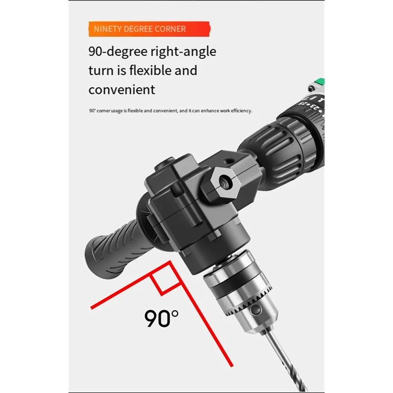 B08B-Adaptador de taladro-ángulo recto 90 ° -Acesorio de esquina de portabrocas con llave para perforar espacios y reparaciones apretadas