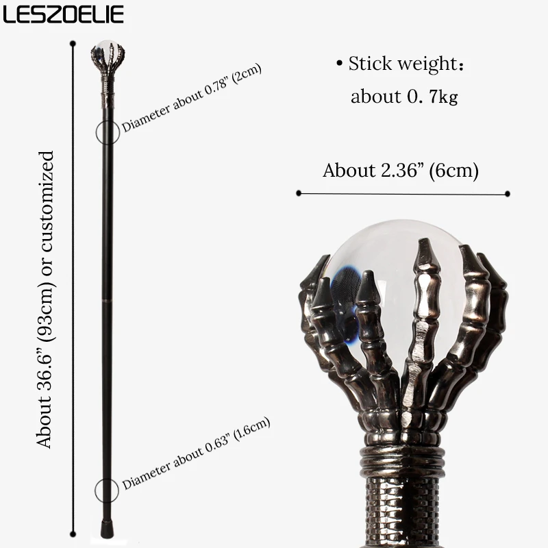 10 цветов, 93 см, роскошный хрустальный шар, трость для мужчин и женщин, модные трости со злыми когтями дракона для вечеринки, декоративная палка